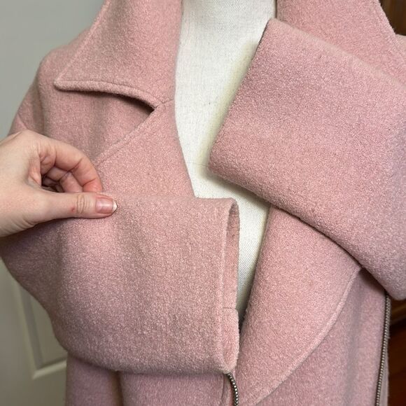 EDGY HALOGEN MOTO JACKET BOILED WOOL BLEND LINED POCKETS CLASSIC OVERSIZE FIT XS - Picture 11 of 17